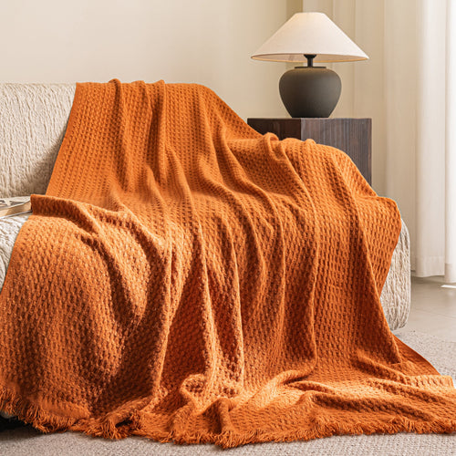 Honeycomb Knit Waffle Weave Throw Blanket Breathable Acrylic