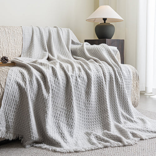 Honeycomb Knit Waffle Weave Throw Blanket Breathable Acrylic