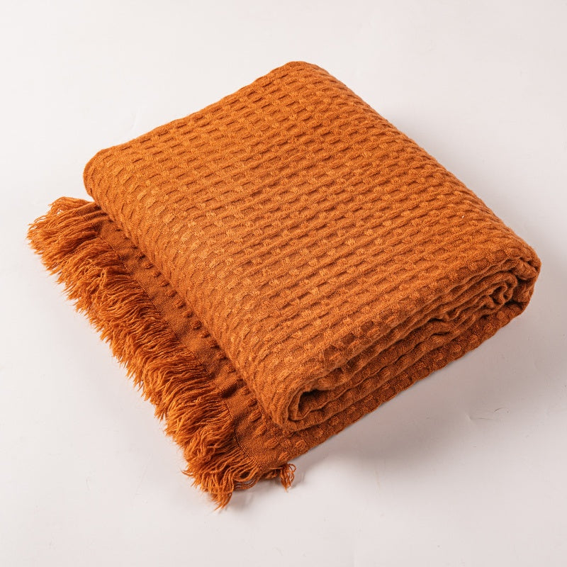 Honeycomb Knit Waffle Weave Throw Blanket Breathable Acrylic