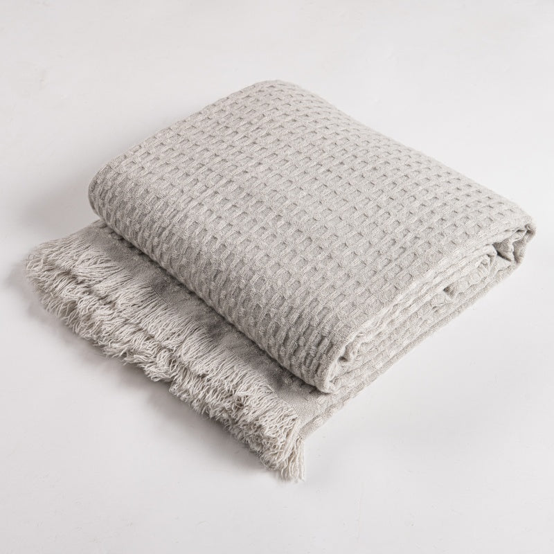 Honeycomb Knit Waffle Weave Throw Blanket Breathable Acrylic
