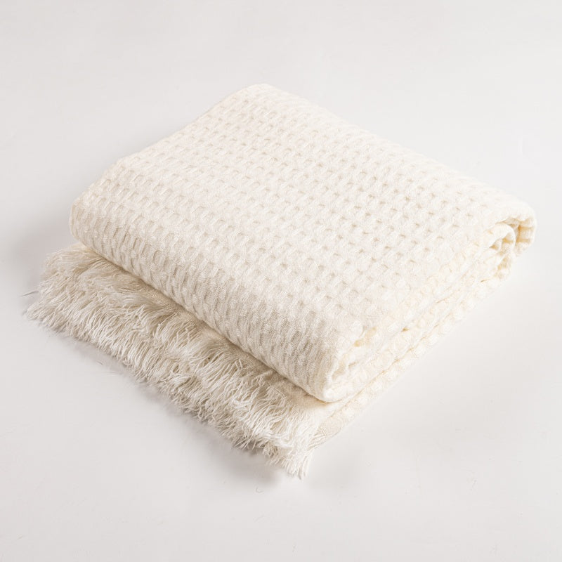 Honeycomb Knit Waffle Weave Throw Blanket Breathable Acrylic